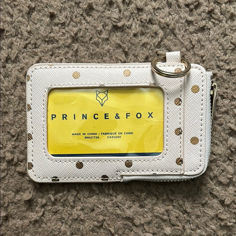 Prince & Fox Beige Card Holder with Gold Dots